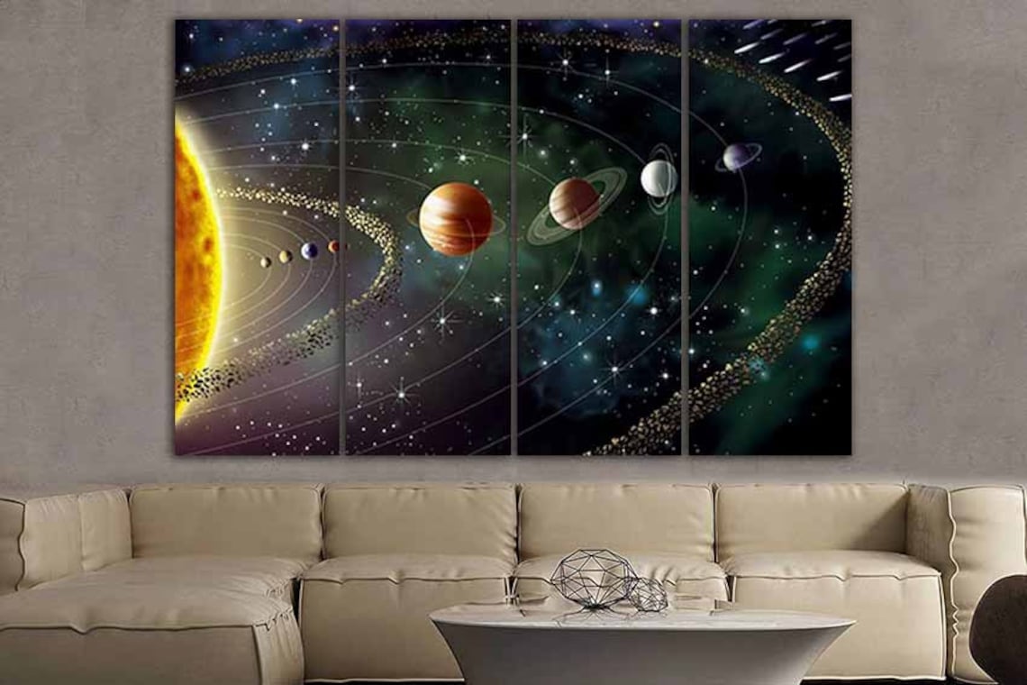 Wall art canvas Solar system Universe canvas Space wall decor Etsy