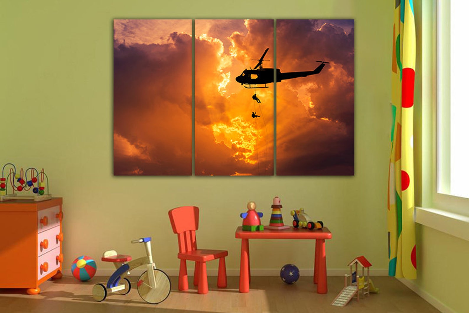 Panel Wall Art Helicopter Canvas Army Helicopter Mechanism Etsy