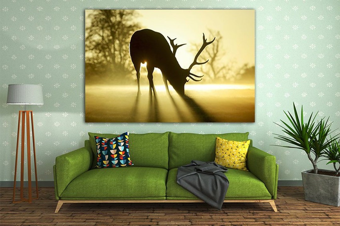 Stag Canvas Deer Sunset Silhouette Stag Print Stag Animal Decor Stag