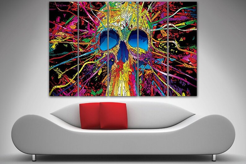 Skull Abstract Abstraction Canvas Colorful Wall Art Print Decor Sugar Cool Gifts Poster