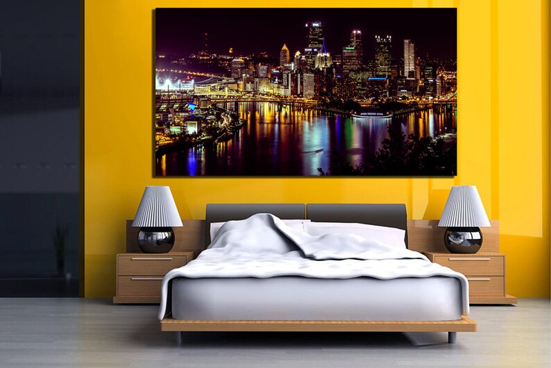 Pittsburgh Canvas Pittsburgh Print City Wall Art Pittsburgh Etsy