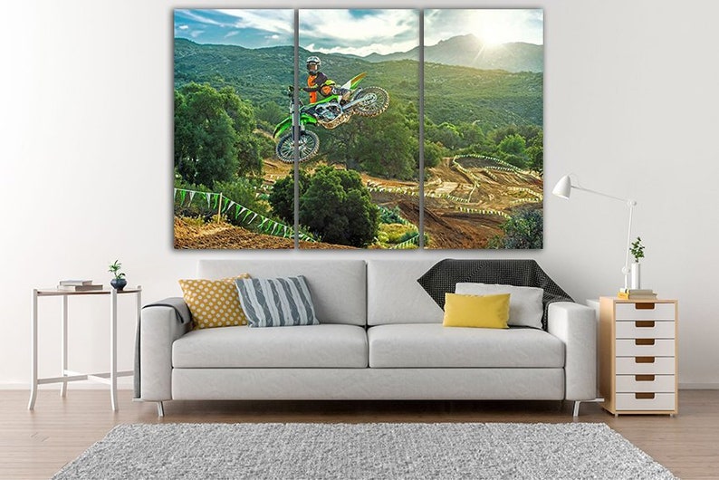 Motocross Canvas Large Canvas Set Dirt Bike Motocross Wall Art Etsy