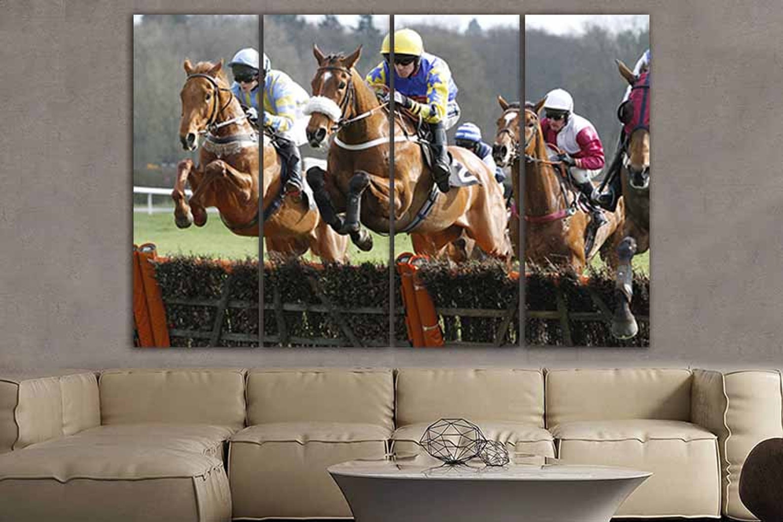 Horse racing Horse jump Large canvas art Sport décor Etsy