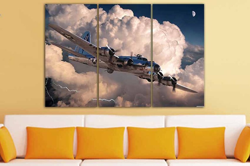 Panel wall art Aviation print Aircraft canvas Airplane wall art Army decor Military aircraft Retro wwii World war plane American aviation