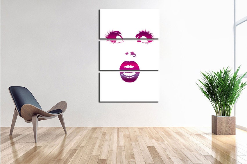 Sexy Girl Lips Art Fashion Canvas Face Woman Decor Minimalism - Etsy