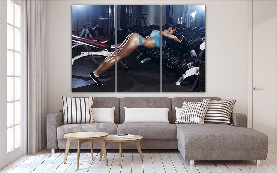 Fitness Gym Fitness Canvas Set Sport Wall Art Dumbbell Art Etsy