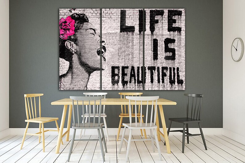 Life is Beautiful Wall Art Canvas Woman Wall Décor Mural Art Etsy