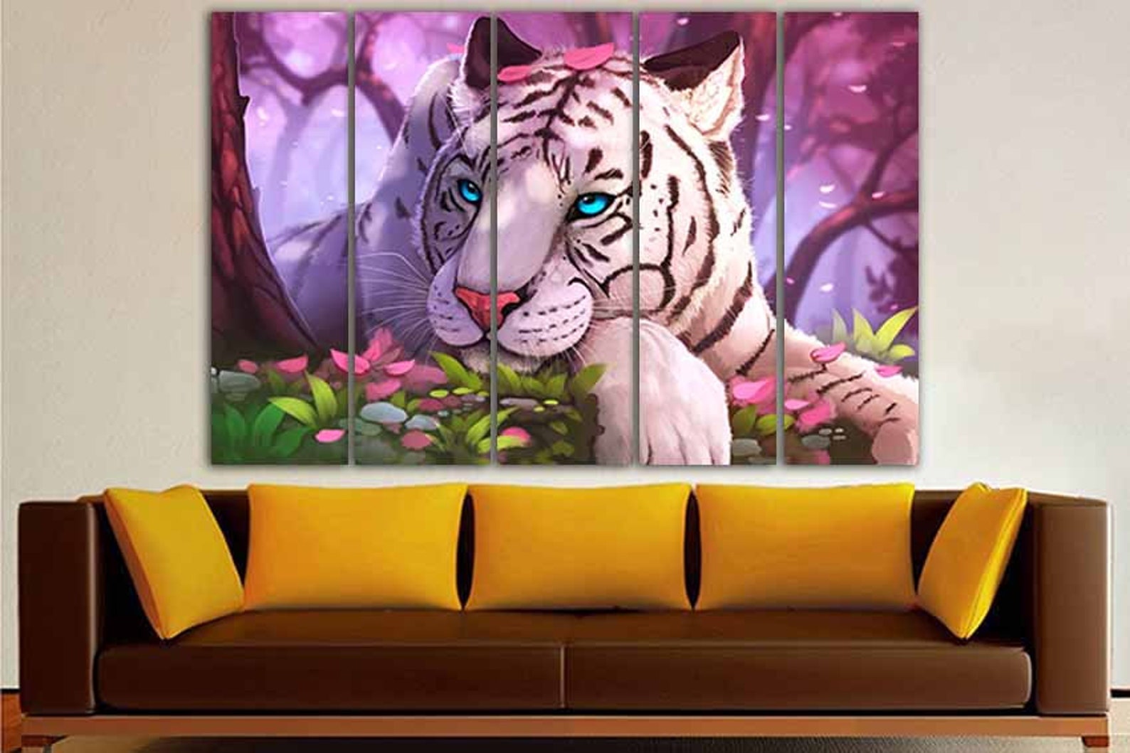 White Tiger Canvas Tiger Print Tiger Wall Art Nursery Decor Etsy