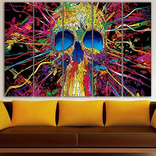 Skull abstract Abstraction canvas Colorful wall art Skull print Abstract wall decor Skull decor Sugar skull outlet Cool gifts Abstraction poster