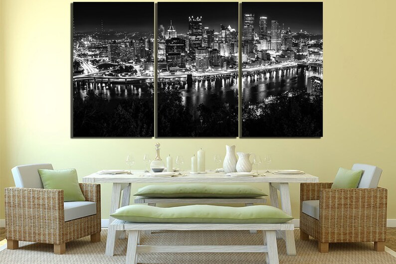 Pittsburgh canvas Pittsburgh print City wall art Pittsburgh Etsy