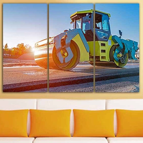 Wall art canvas Road roller shops decor Road roller wall art Truck printable Steam roller print Truck child print Truck illustration Machine print