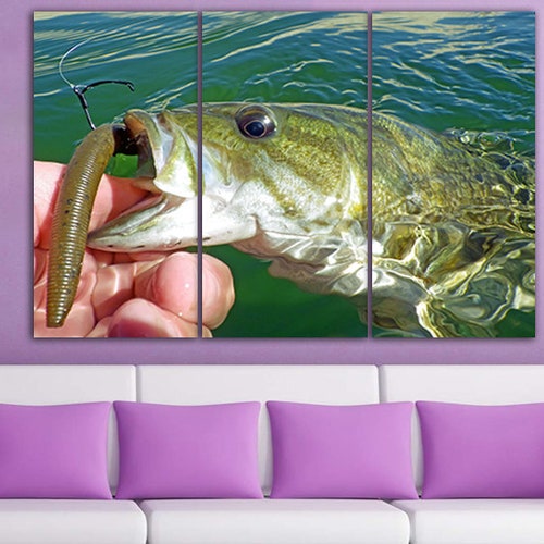 Fishing canvas Fishing décor Fishing wall art Fishing shops home art Gift for fisherman Fishing poster Living room décor Seascape Fishing rods