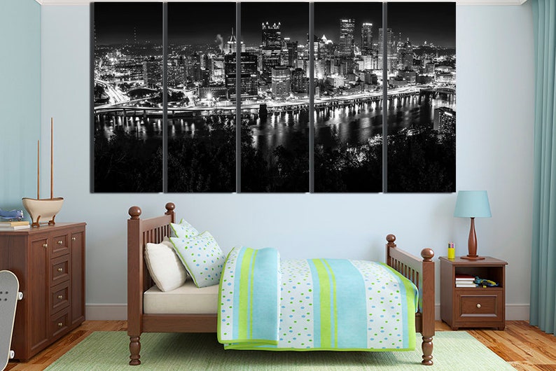 Pittsburgh canvas Pittsburgh print City wall art Pittsburgh Etsy