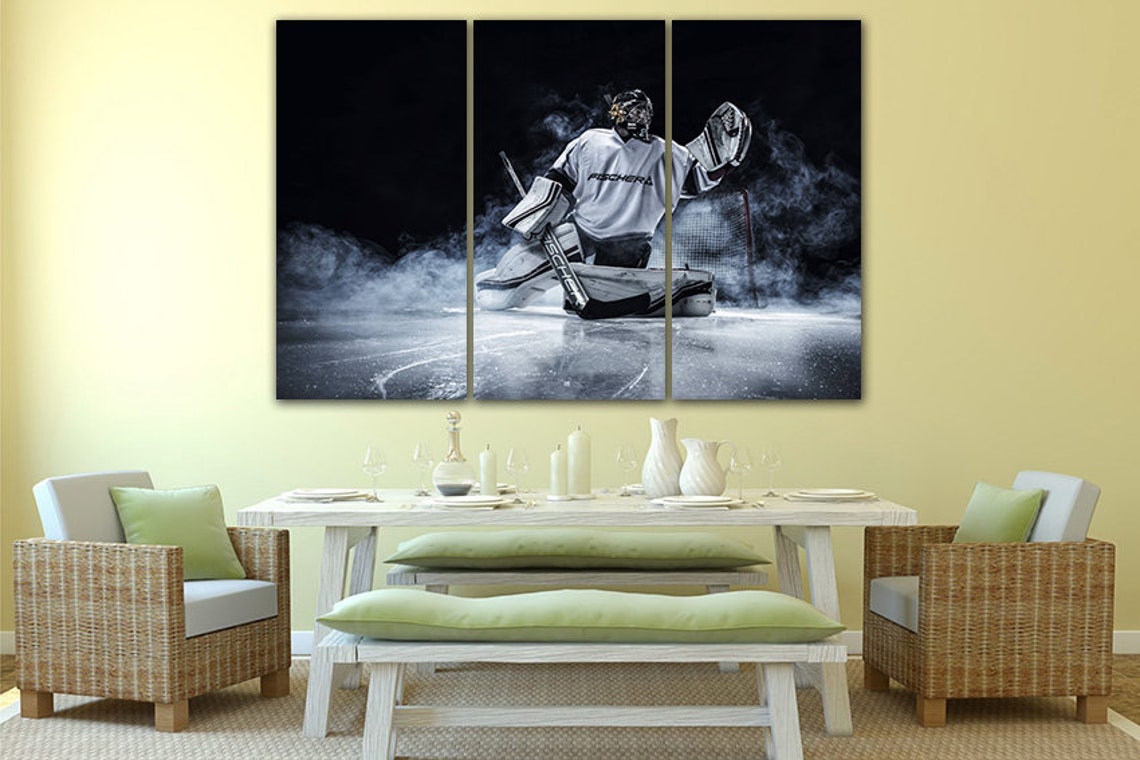 Hockey canvas Hockey wall art Ice rink Hockey décor Winter Etsy