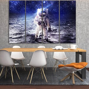Man on Moon Art Wall Art Canvas Space Decor Spaceman Canvas Astronaut ...