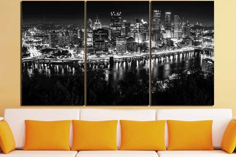 Pittsburgh canvas Pittsburgh print City wall art Pittsburgh Etsy