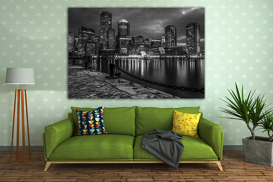 Boston Wall Art Print on Canvas Boston City Large Wall Art Etsy
