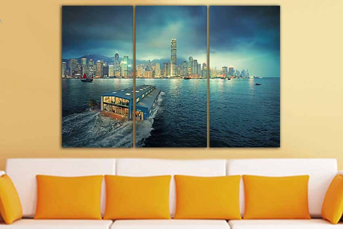 Hong Kong Canvas Hong Kong Decor Hong Kong Print City Wall Art Etsy