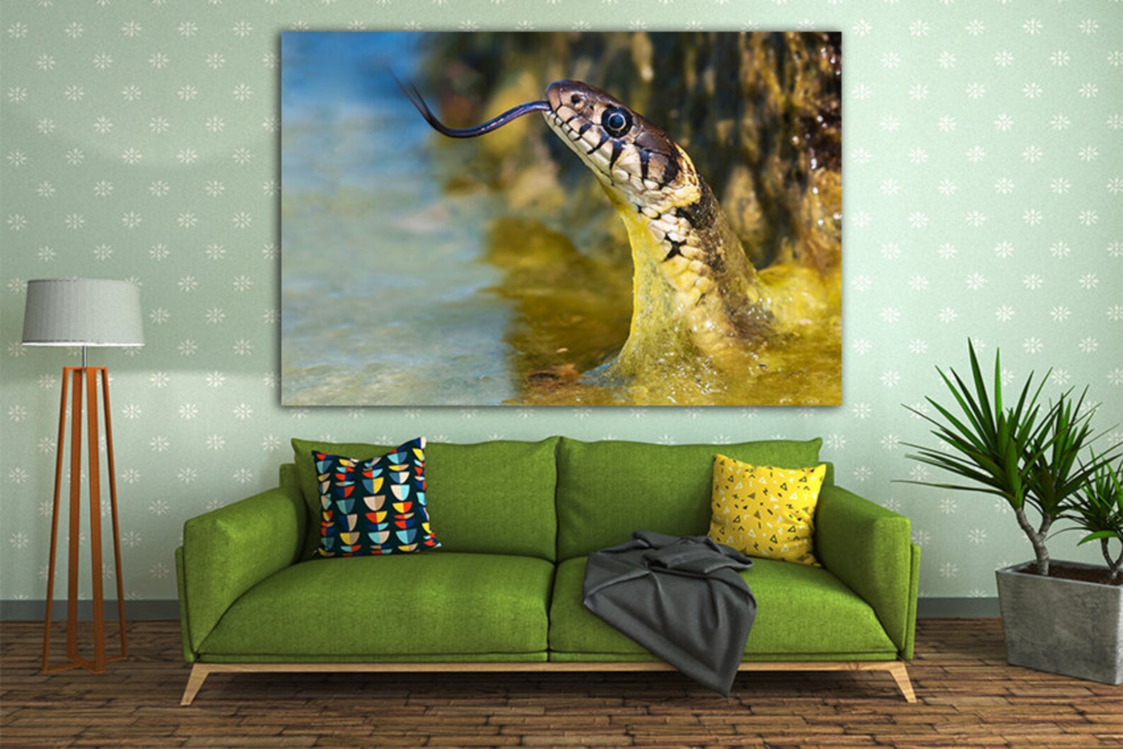 Snake canvas Snake wall art Snake decor Animal decor Reptile Etsy