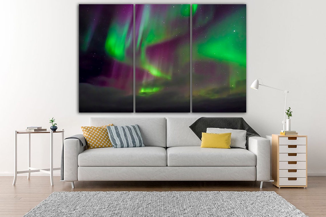 Wall art canvas Aurora wall décor Borealis Lights canvas | Etsy