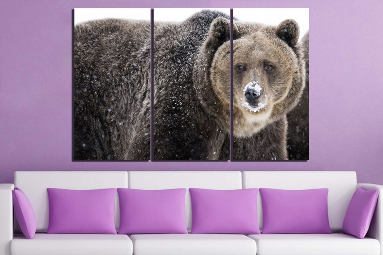 Bear Canvas Animal Wall Art Grizzly Wall Print Forest Animal Etsy