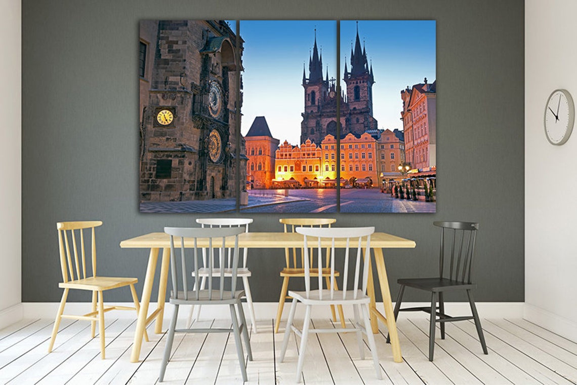 Astronomical Clock Prague Canvas Prague Print City Wall Art Etsy