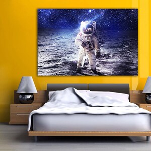Man on Moon Art Wall Art Canvas Space Decor Spaceman Canvas Astronaut ...