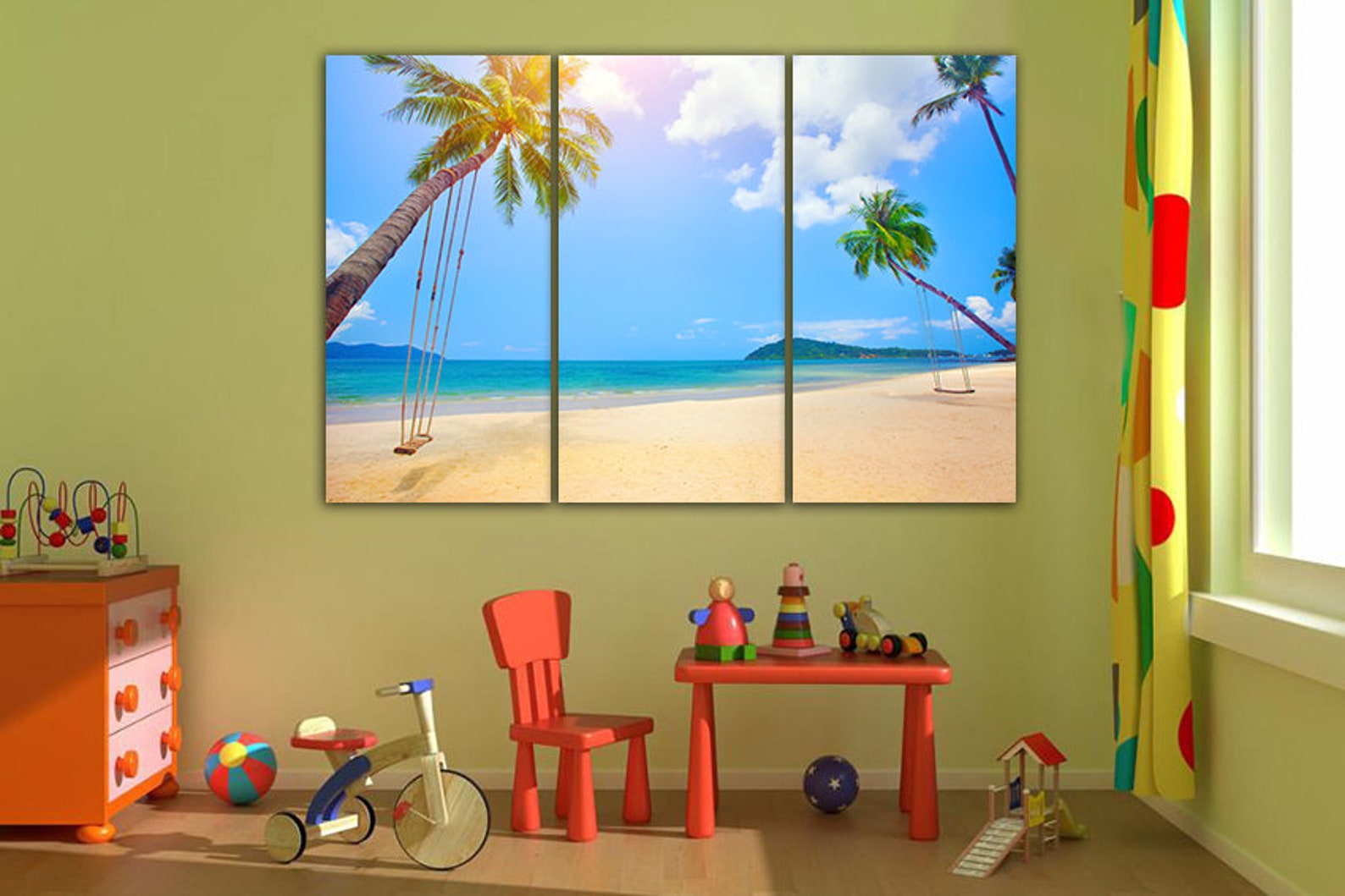 Ocean canvas Beach wall art Beach photo Palm trees print Trees Etsy