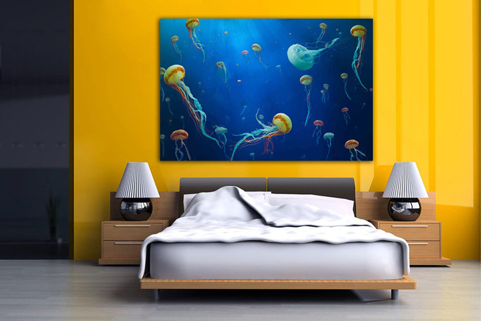 Jellyfish Print Jellyfish Canvas Jellyfish Wall Art Sea Fish Decor Sea