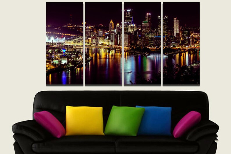 Pittsburgh Canvas Pittsburgh Print City Wall Art Pittsburgh Etsy
