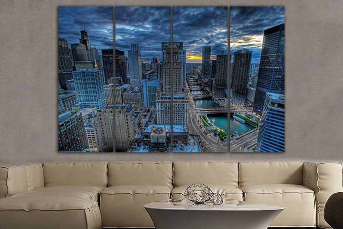 Panel wall art Chicago canvas art Chicago picture Chicago | Etsy