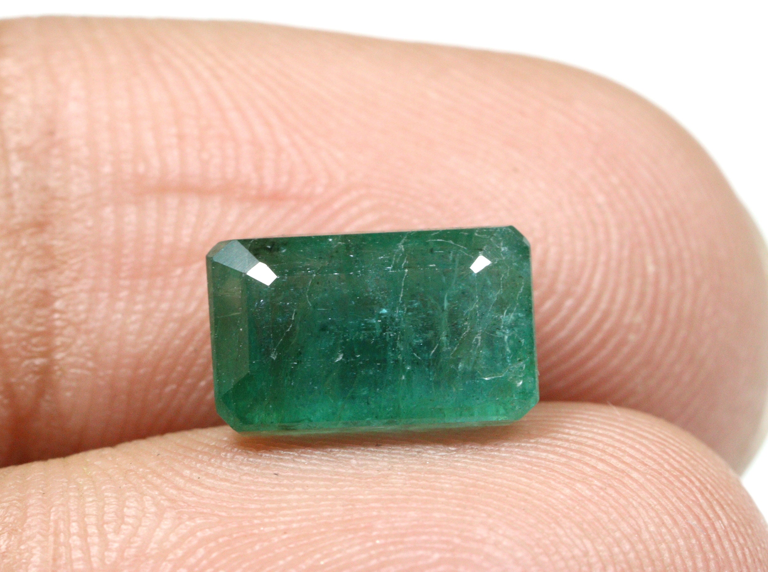 Natural Zambian Emerald Faceted Gemstone Rectangle Shape Emerald Loose Gemstone Ring Size Emerald Gemstone 3.24 Ct 10x6x5 MM