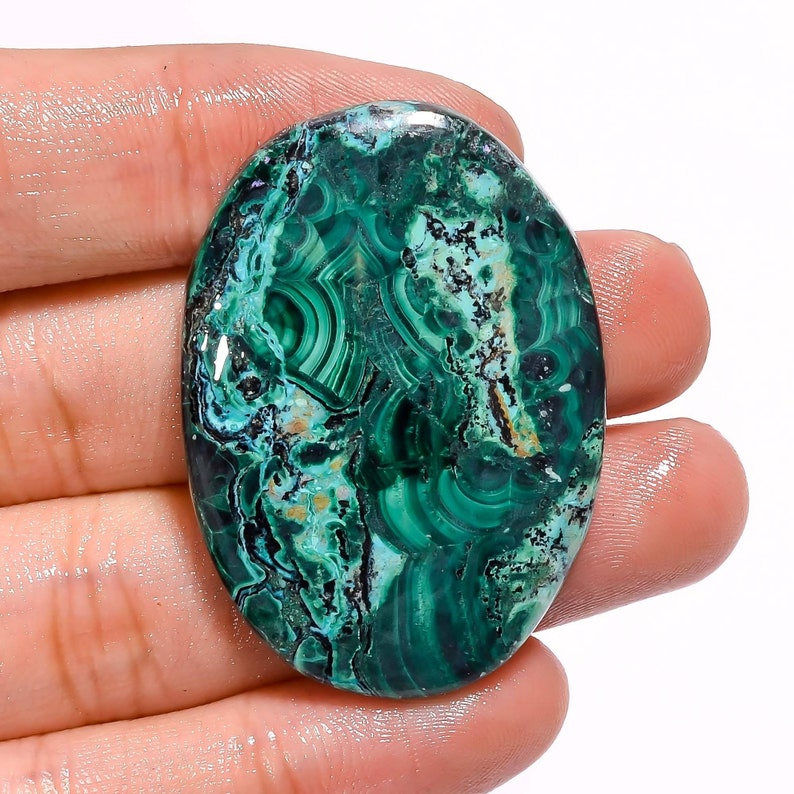 76.5 Ct Classic Top Grade Quality 100/% Natural Chrysocolla Malachite Oval Shape Cabochon Loose Gemstone For Making Jewelry 42X30X5mm AK-2018
