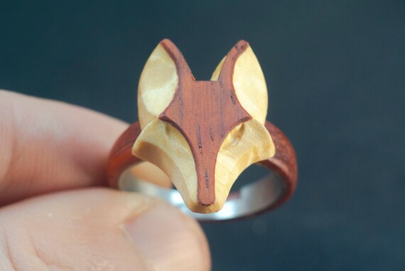 Cute Wooden Ring With a Fox Head Animal Ring Fox Ring Unique Gift Etsy Canada