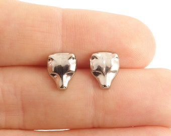 Bear Stud Earrings, Silver Plated Grizzly Bear Studs, Animal Jewelry Gift for Her Women, Everyday Nature Earrings