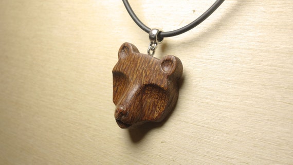 Bear Necklace Bear Head Pendant Bear Charm Wild Bear Hand Carved Wood Animal Jewelry Wooden Necklace Jewelry for Men Etsy Canada