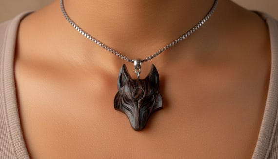 Handmade Wenge Wooden Wolf Pendant: Exotic Animal Necklace - Etsy