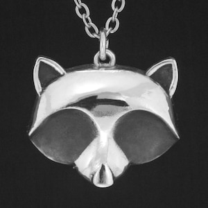 Sterling Silber 925 Waschbär Anhänger Halskette - Handgemacht