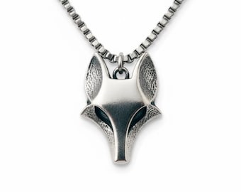 Collar con cabeza de zorro, colgante de zorro plateado, joyería minimalista con forma de animal, regalo para mujer, collar con forma de animal espiritual de la naturaleza.