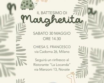 Invito digitale personalizzato battesimo animali