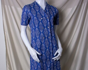 60s 70s vintage | double breasted dress | short sleeves | size small | renaissance floral pattern | *probably handmade*