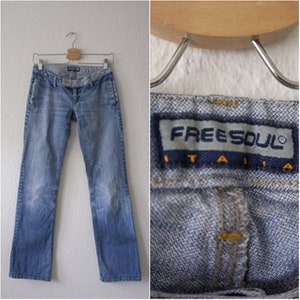 Vintage Jean Christmas Stocking Dungarees Carpenter Blue Jeans with belt Rare 18 denim