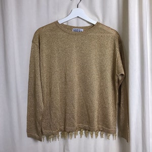 vintage longsleeve | le maglie di VOGUE&#39;s club | size large / extra large | gold lamé | Made in Italy