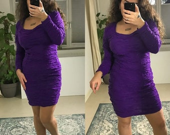 vintage mini dress | purple party dress | size small - medium