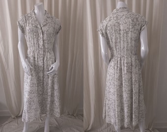 2000s | Madeleine | silk summer dress | size medium | hidden-button floral midi dress