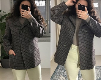 vintage | Paola Antonini | wool check coat | double breasted blazer | size medium - large | Made in Italy | high quality