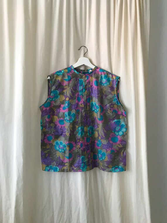 60s 70s vintage | Trevira | floral summer top | s… - image 5