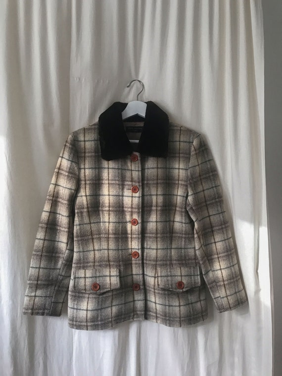 90s 00s Y2K Vintage | Zara N&B Classic Femme | Plaid Wool