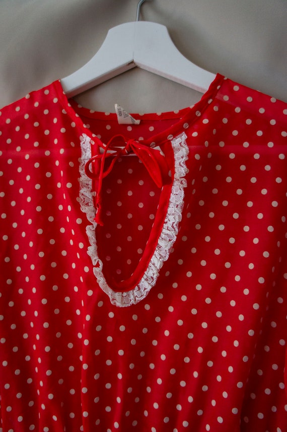 70s vintage | polka dot maxi dress | size extra s… - image 5