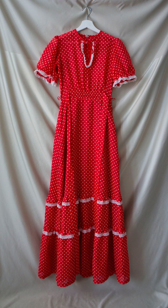 70s vintage | polka dot maxi dress | size extra s… - image 6